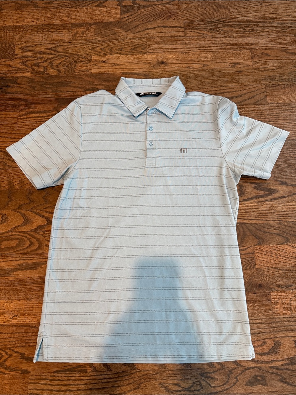 Travis Mathew Light Blue Striped Polo | Size M